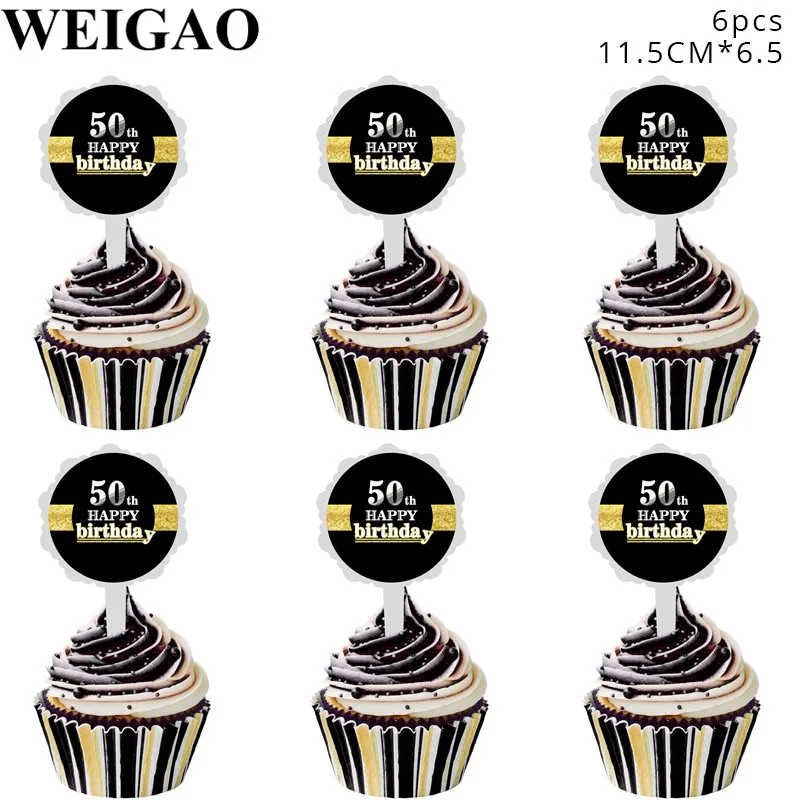 WEIGAO 30/40/50/60th латексные шары для взрослых Декор ко дню рождения конфетти воздушные шары Юбилей День рождения украшения 30 лет воздушные шары - Цвет: 6pcs toppers 50th