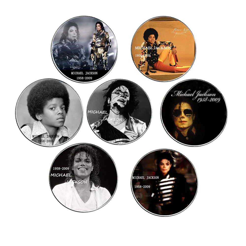 

7pcs/set Michael Jackson Commemorative Coin Set Silver Plated Challenge Coins Collectibles Home Decoration Accessories