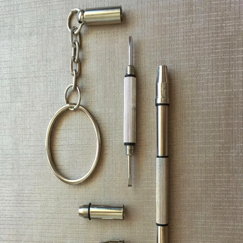 Mini Multifunction Keychain ruled four glasses screwdriver small tool combination mobile phone repair manual | Дом и сад