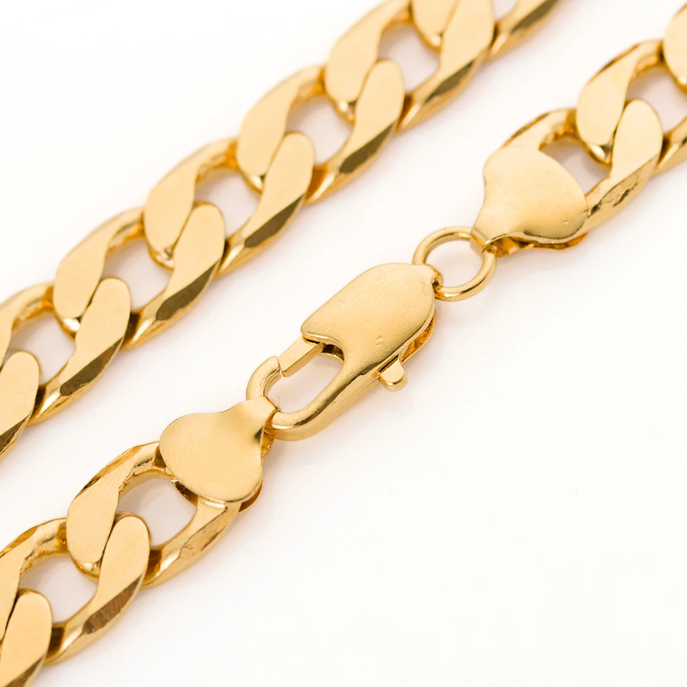 Плоская цепь из панцирного золота для мужчин и мальчиков ожерелье с плетением