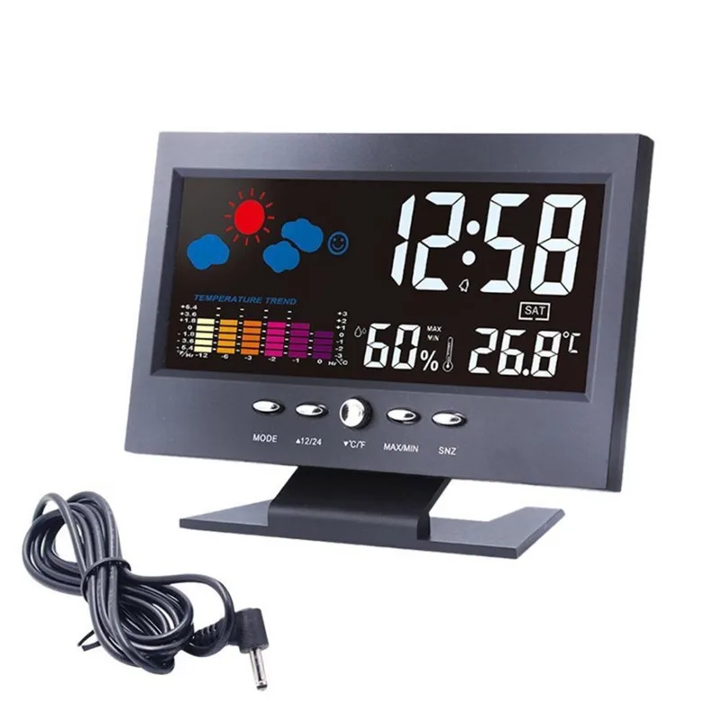 Метеостанция Будильник часы с гигрометром Termometro цифровой барометр разноцветный