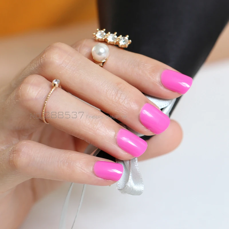 Накладные ногти ярко розовые короткие круглые и квадратные 24 шт.|false nails|nail falsefalse