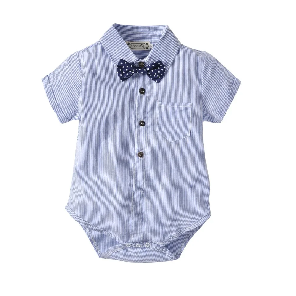 2020 Boys Clothing Suit Set Baby Toddler Kids bow tie rompers + overalls short Infant birthday party Clothes gentleman Outfits |