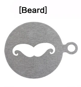 Moustache ROKENE нержавеющая сталь кофейный принт Модель Форма для гирлянды модные кофейные инструменты кафе пена спрей шаблон Бариста инструмент для украшения - Цвет: Moustache
