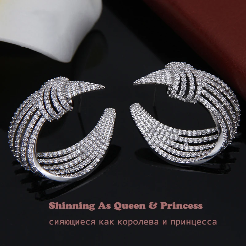 Модные Белые Цвет кубический цирконий CZ Серьги гвоздики акцентом Вдохновленный