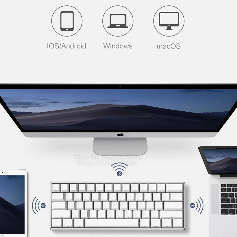 Xiaomi Mijia IQUNIX Bluetooth Двухрежимная механическая клавиатура 61 клавиша Bluetooth/type-c проводной ЧПУ алюминий подключение 3 устройства один раз