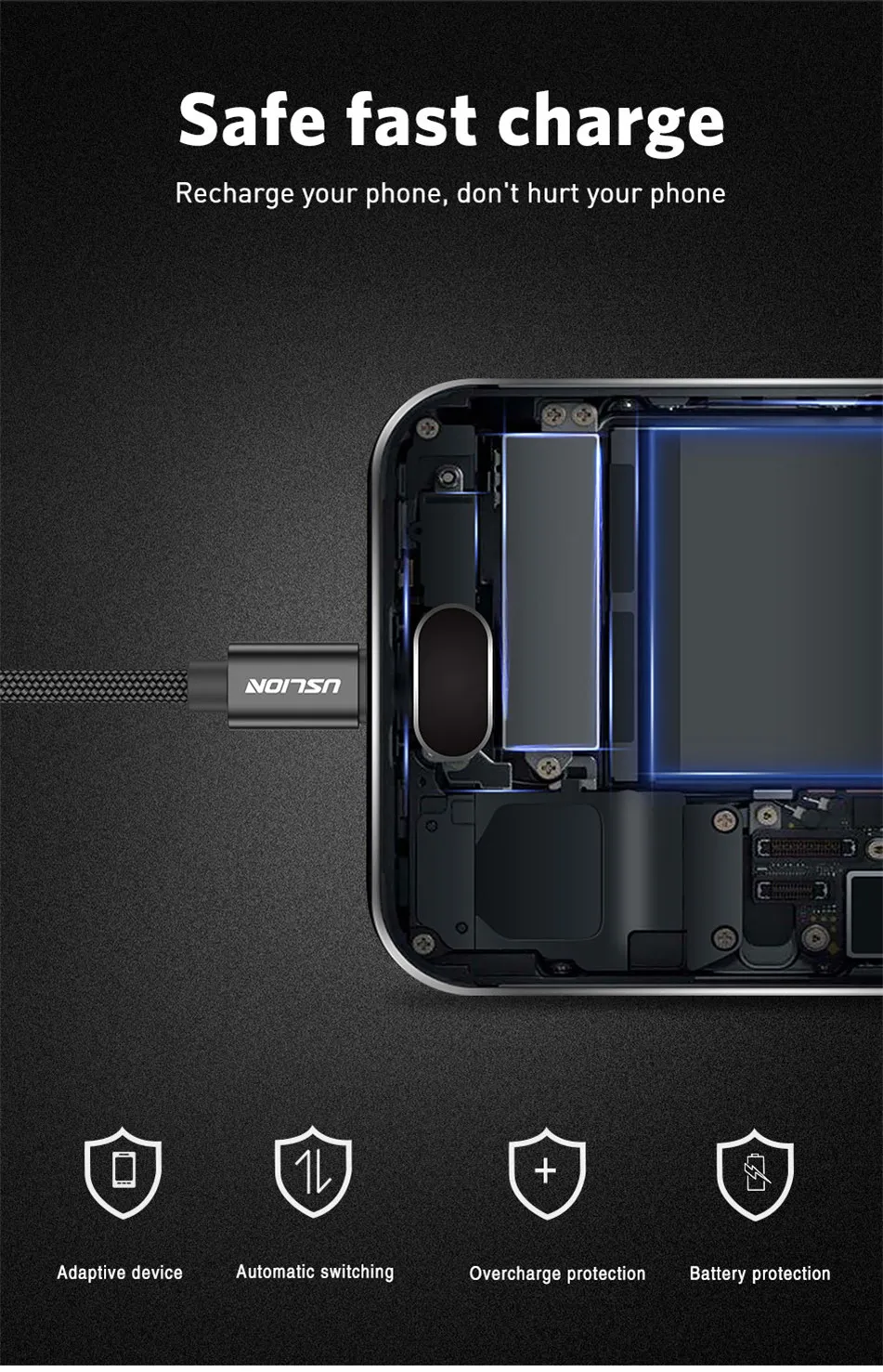 USLION USB C кабель для huawei mate 20 Pro samsung S9 S8 usb type C кабель передачи данных для быстрой зарядки для Xiaomi Mi8 SE Oneplus 6 5T