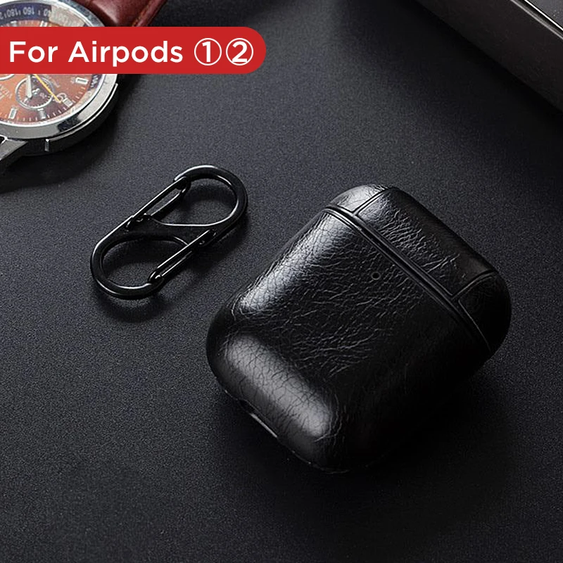Роскошный кожаный чехол для Apple Airpods Bluetooth аксессуары наушников 1 2 | Электроника