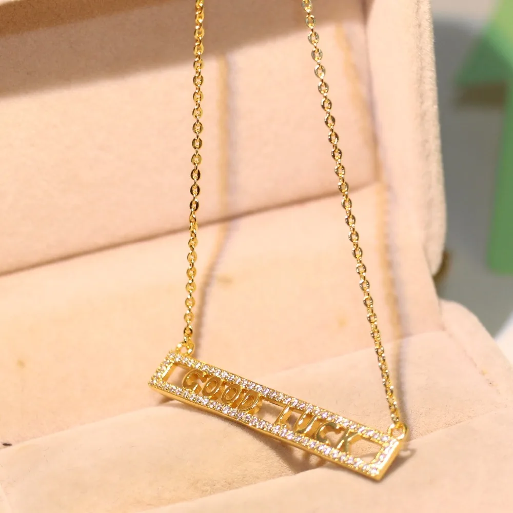choucong Hand made Lucky Lover Pendant Luxury Jewelry Yellow Gold Filled Pave AAA Cubic Zirconia CZ Women Necklace For | Украшения и