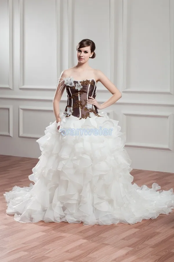 free shipping 2016 new design hot seller handmade flowers small train bridal gown married high-end customize size wedding dress | Свадьбы и