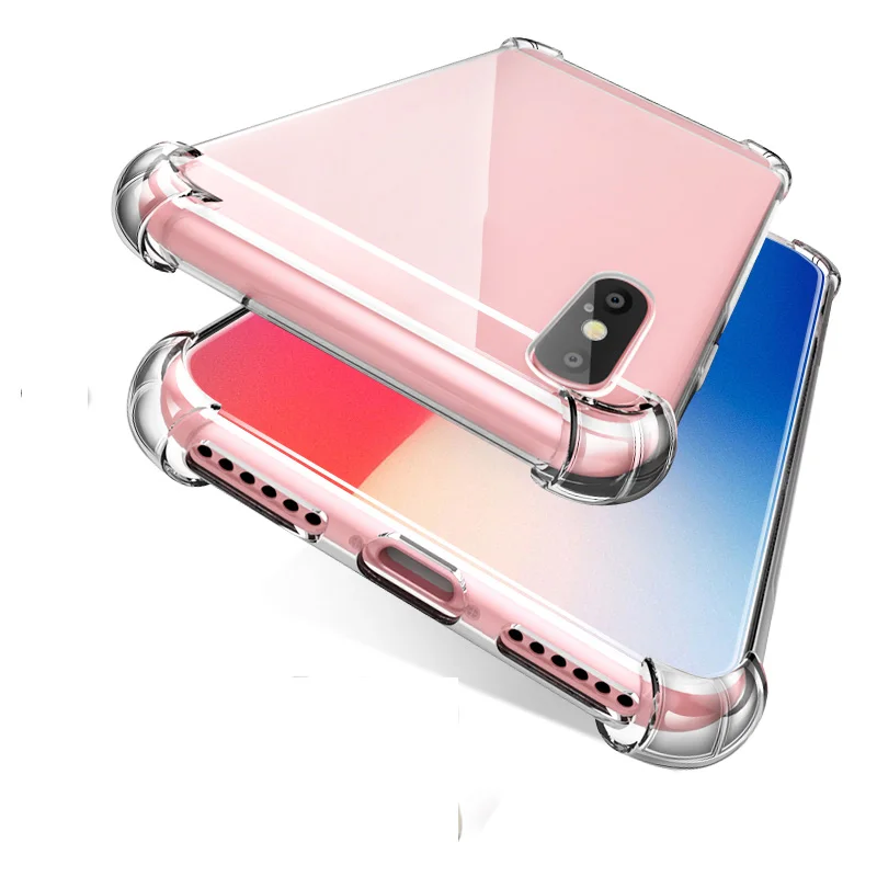 Противоударный ударопрочный прозрачный силиконовый чехол для iphone xs кристальный