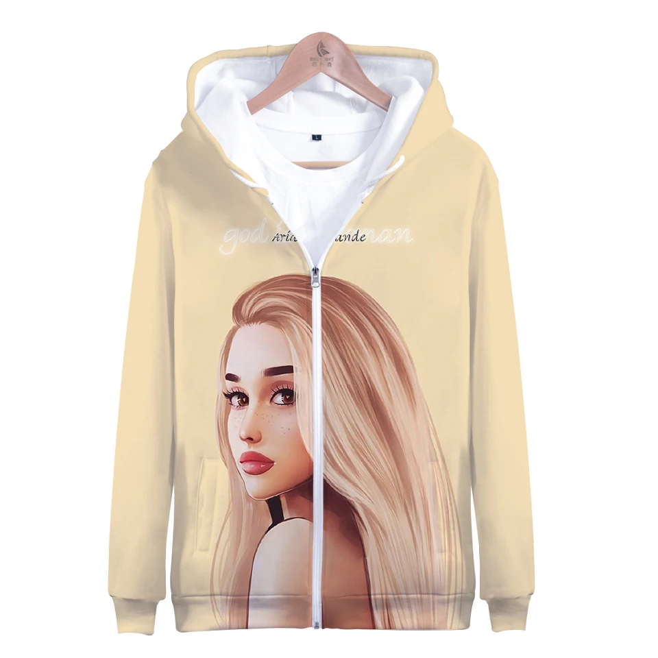 Ariana Grande 3D толстовка на молнии повседневные толстовки Новая мода крутая Highstreet осенне-зимняя одежда толстовка