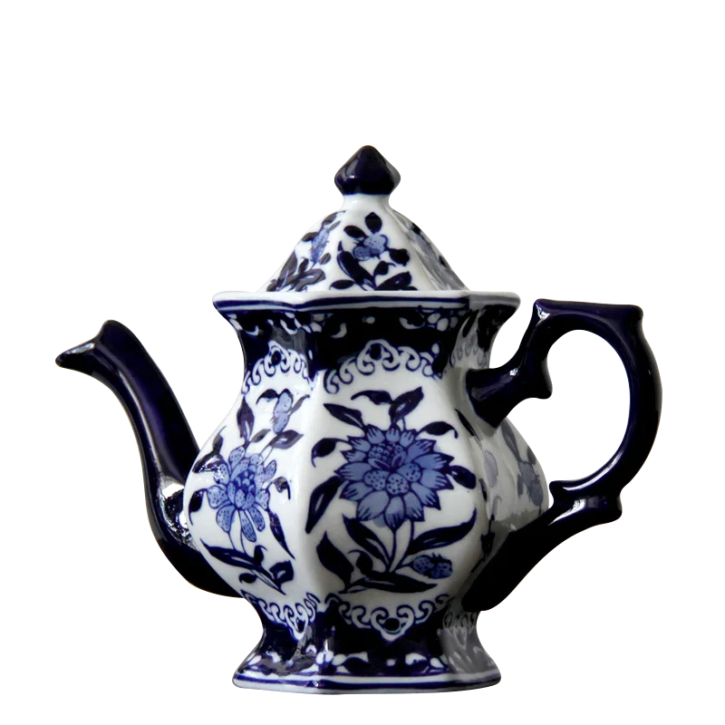 Цзиндэчжэнь фарфор голубой и белый фарфор алмаз кофейник, чайник
