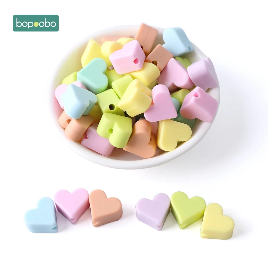 New Candy Heart Bopoobo 20 штук силиконовые звезды бусины Еда Класс Прорезыватель для зубов мини сердце браслет, сделай сам, ювелирное изделие для Прорезыватель для зубов 12 мм круглые бусины Прорезыватель для зубов - Цвет: New Candy Heart