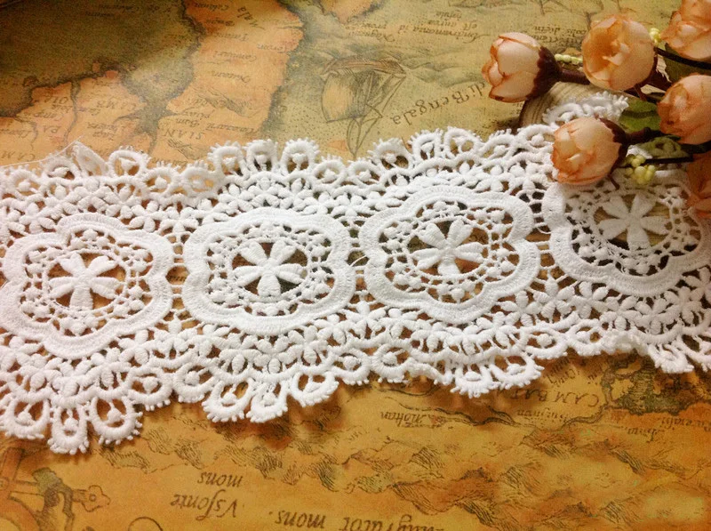

5 yards/lot width 9cm 3.54"white cotton fabric embroidery lace trim ribbon SL4K502