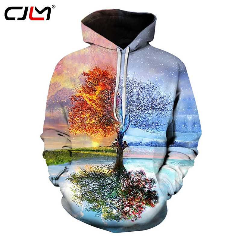 

CJLM 3d Толстовка с капюшоном, с принтом волшебного ледяного и огненного дерева, толстовка с капюшоном для мужчин, обычная верхняя одежда с вор...