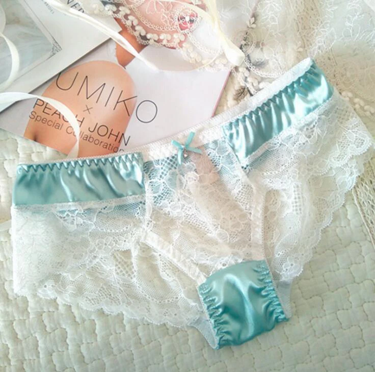 Новое поступление реальные фотографии M L XL Милая Лолита Kawaii Сексуальная атласная Женская пижама с кружевом трусики Нижнее белье Короткие стринги Нижнее белье WP564