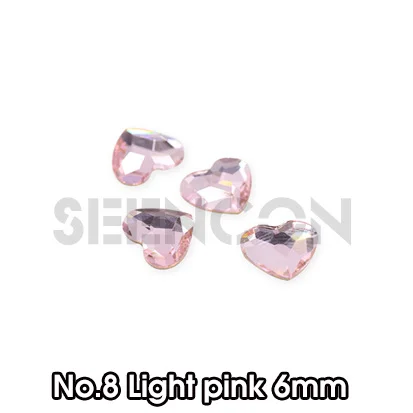 8 light pink Япония nail art 10 шт./лот 6 мм надписи Sweet Love Heart Стразы для маникюра, высшее качество, аксессуары со стразами с плоской задней частью - Цвет: 8 light pink