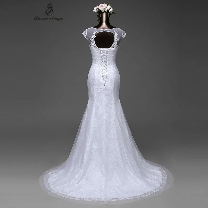 Poemssongs элегантные пикантные рукавом Русалка свадебное платье Съемная юбка со