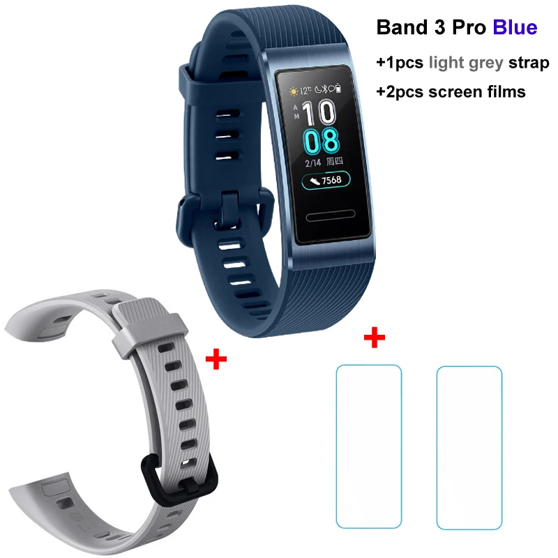 blue n Ligh Grey n f huawei Band 3 Pro Smartband gps металлическая рамка Amoled полноцветный дисплей сенсорный экран Датчик сердечного ритма датчик сна - Цвет: blue n Ligh Grey n f