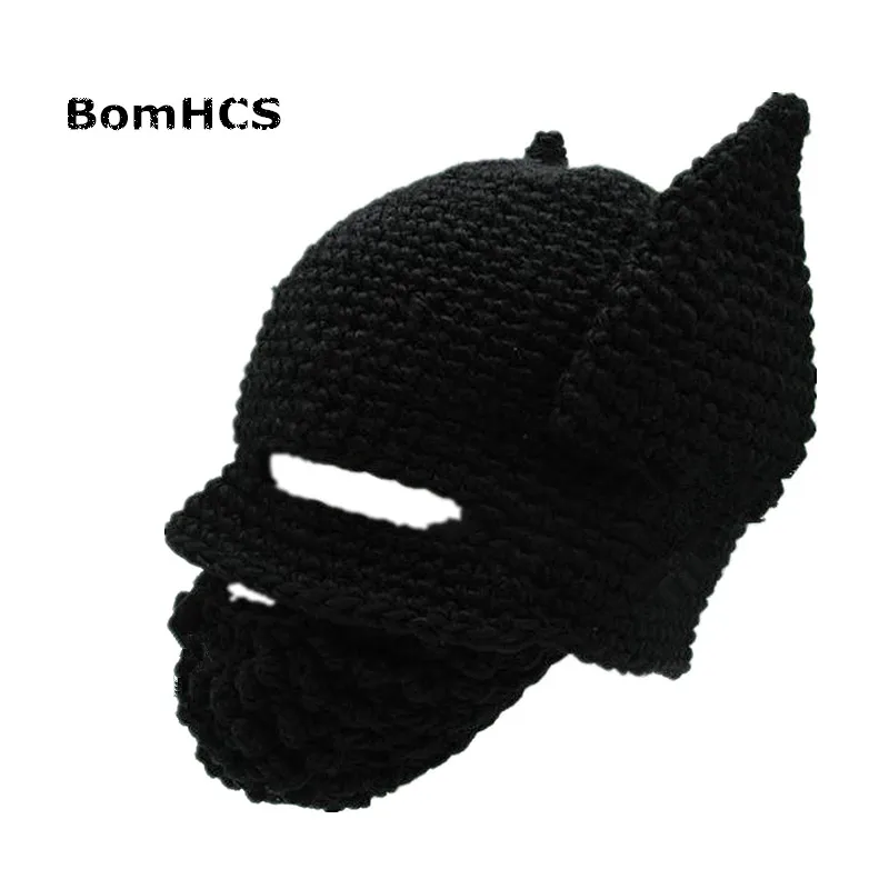 BomHCS шапка с бородой рыцарская Gorro ручной работы вязаная крючком зимняя теплая