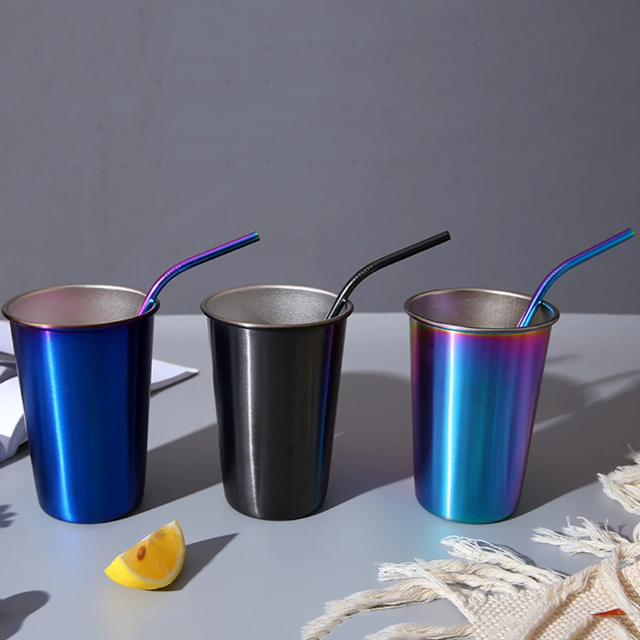 Semai Stainless Steel Coffee Mugs With Silicone Lids and Straws Reusable Party Drinking Juice Tea Beer Cups | Дом и сад