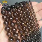 Бусины из натурального камня, дымчатый кварц, кристалл, незакрепленные бусины для самостоятельного изготовления ювелирных изделий, браслет, ожерелье, 15 дюймов, 4681012 мм