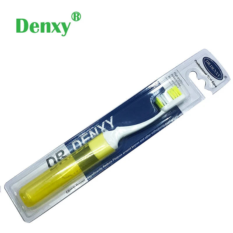 Цвет: желтый Denxy 6 шт., Ортодонтические зубные щетки для взрослых, v-образная отделка, Мягкая зубная щетка для чистки зубов, зубные брекеты, дорожная зубная щетка - Цвет: Цвет: желтый