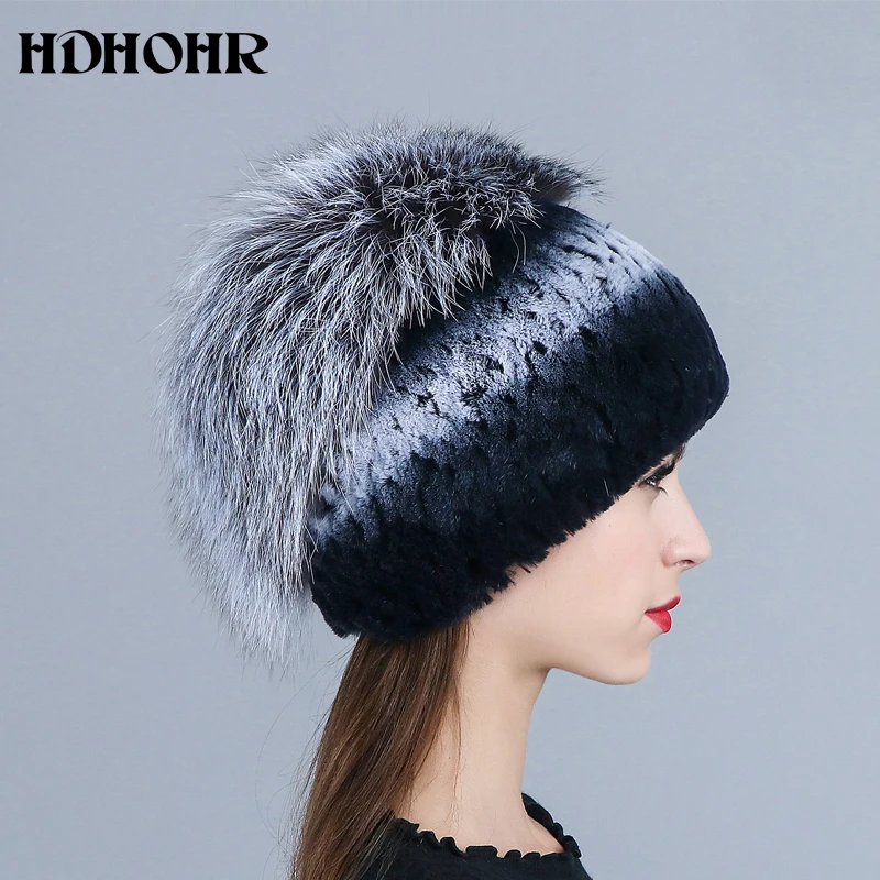 HDHOHR 2020 Новые шапки из натурального меха настоящая женская Шапка бини