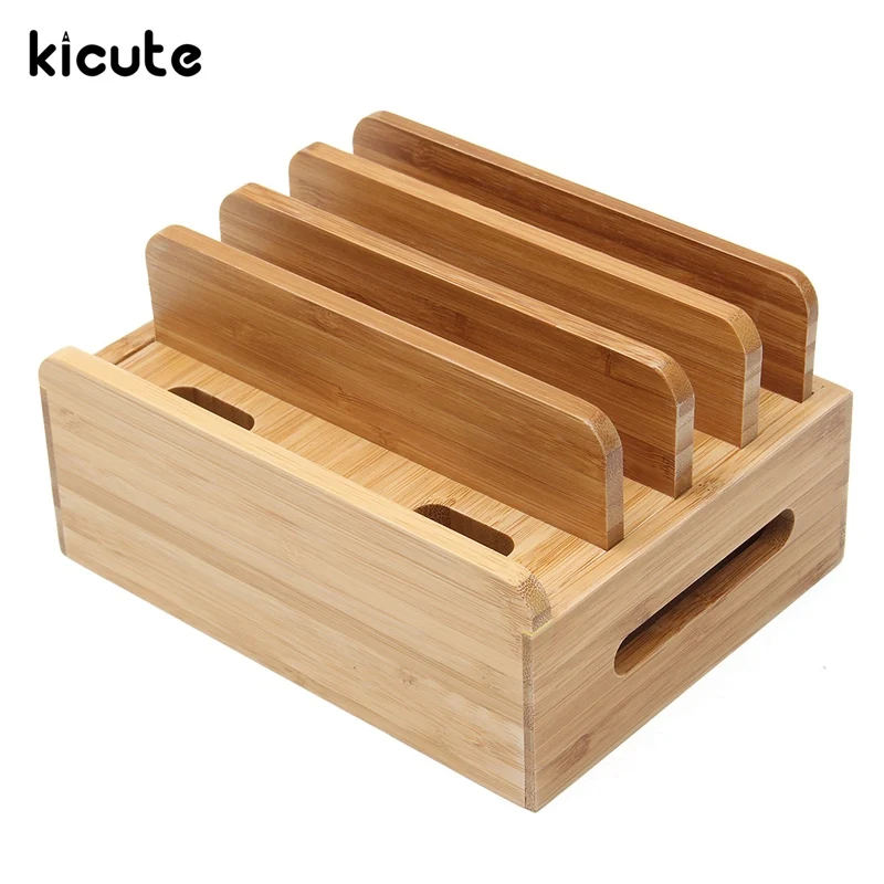 

Kicute Best Promotion Bamboo Charging Dock Stand Holder Organizer For Book Pen Holder Desktop Supply Home Office School Supply
