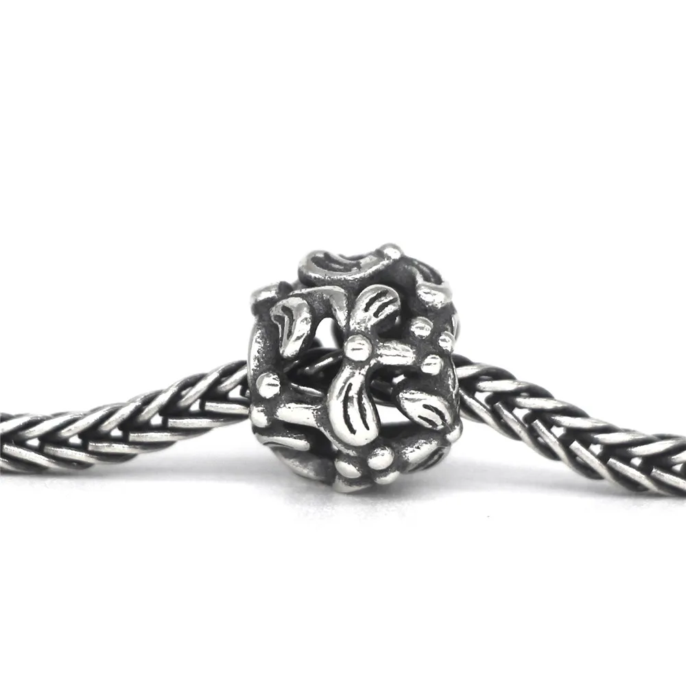 Mistletoe Genuine 925 Sterling Silver Charm Bead Fit European Troll 3.0mm Bracelet Jewelry | Украшения и аксессуары