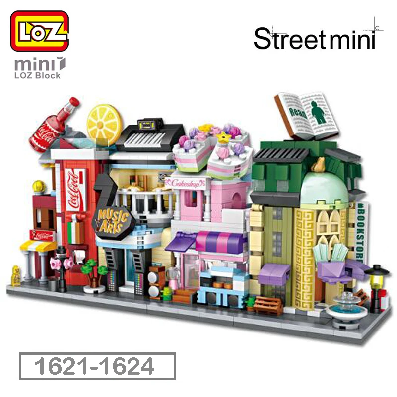 LOZ City Street книжный магазин библиотека музыкальное искусство торт десертный