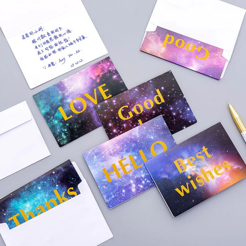 Starry sky English blessing postcard greeting card christmas birthday gift cards |