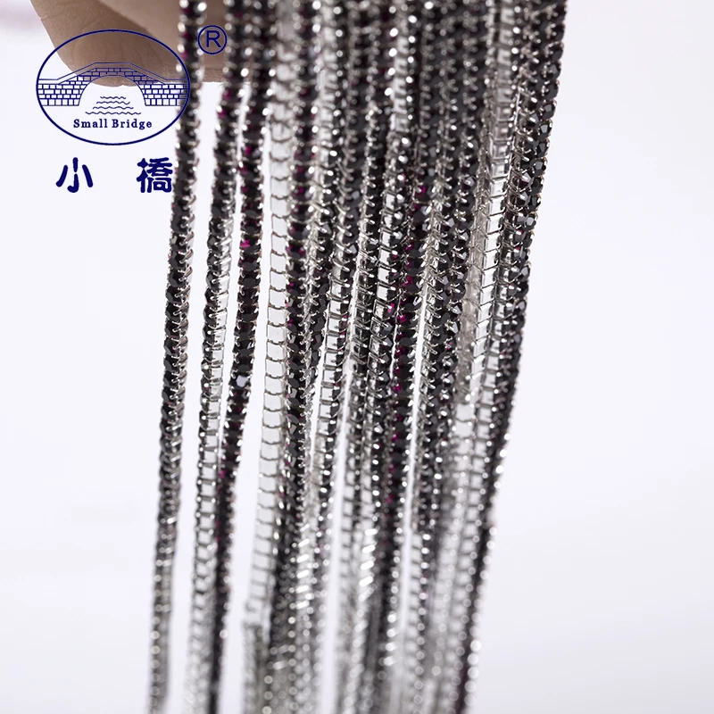 Dark Purple Crystal Rhinestone Chain Trims DIY Jewelry Hand Making Silver Bottom Of Round Beads Flatback TOP Quality | Дом и сад