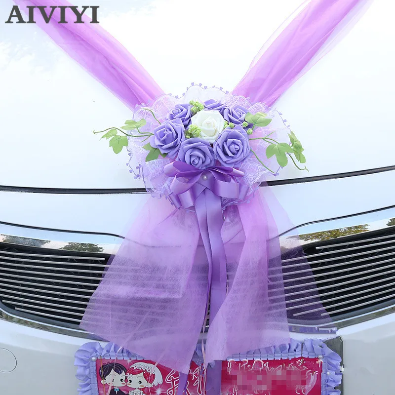 

Artificial Flowers Garland for Wedding Car Decoration Foam Roses Flowers Decorative Tulle Wreath Flowers Wedding Party Supplies