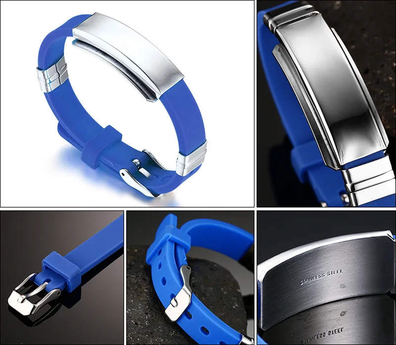 Men Bending Stainless Steel Silicone Bracelet Fashion Smooth Bracelets &amp Bangle 22.7cm 5 Color Popular Jewelry |