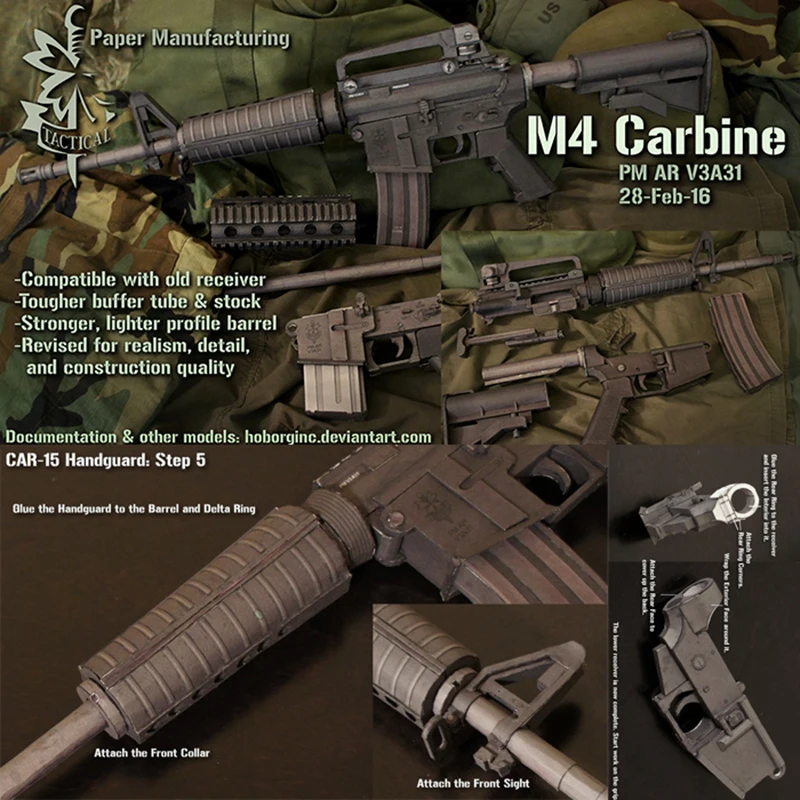 DIY 1:1 бумажное ремесло M4 карабин пистолет Бумажная модель собрать ручной работы 3D игра-головоломка подарок для мальчика