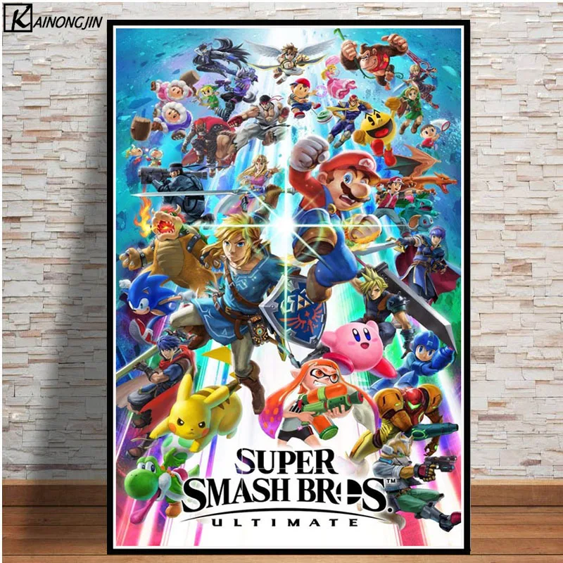 005 Книги по искусству плакат Super Smash Bros Ultimate аниме плакаты и принты холст настенная живопись картина номер украшения дома - Цвет: 005