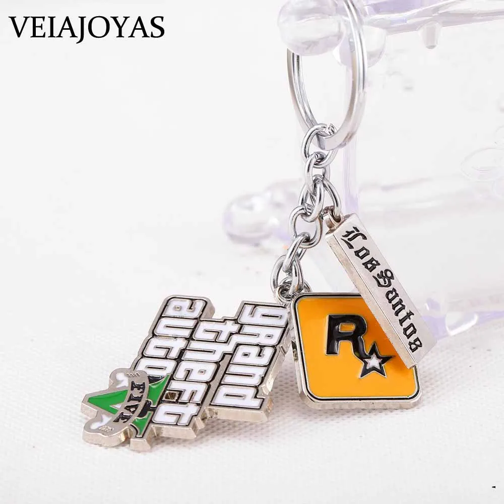 GTA5 игра Grand Theft Auto V металический брелок для ключей с силиконовые кольца держатель
