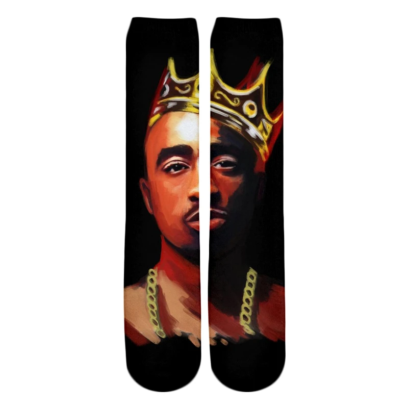 YX GIRL, дропшиппинг, новинка, модные мужские гольфы, 2pac Tupac, 3D принт, мужские и женские носки в стиле хип-хоп - Цвет: Average size