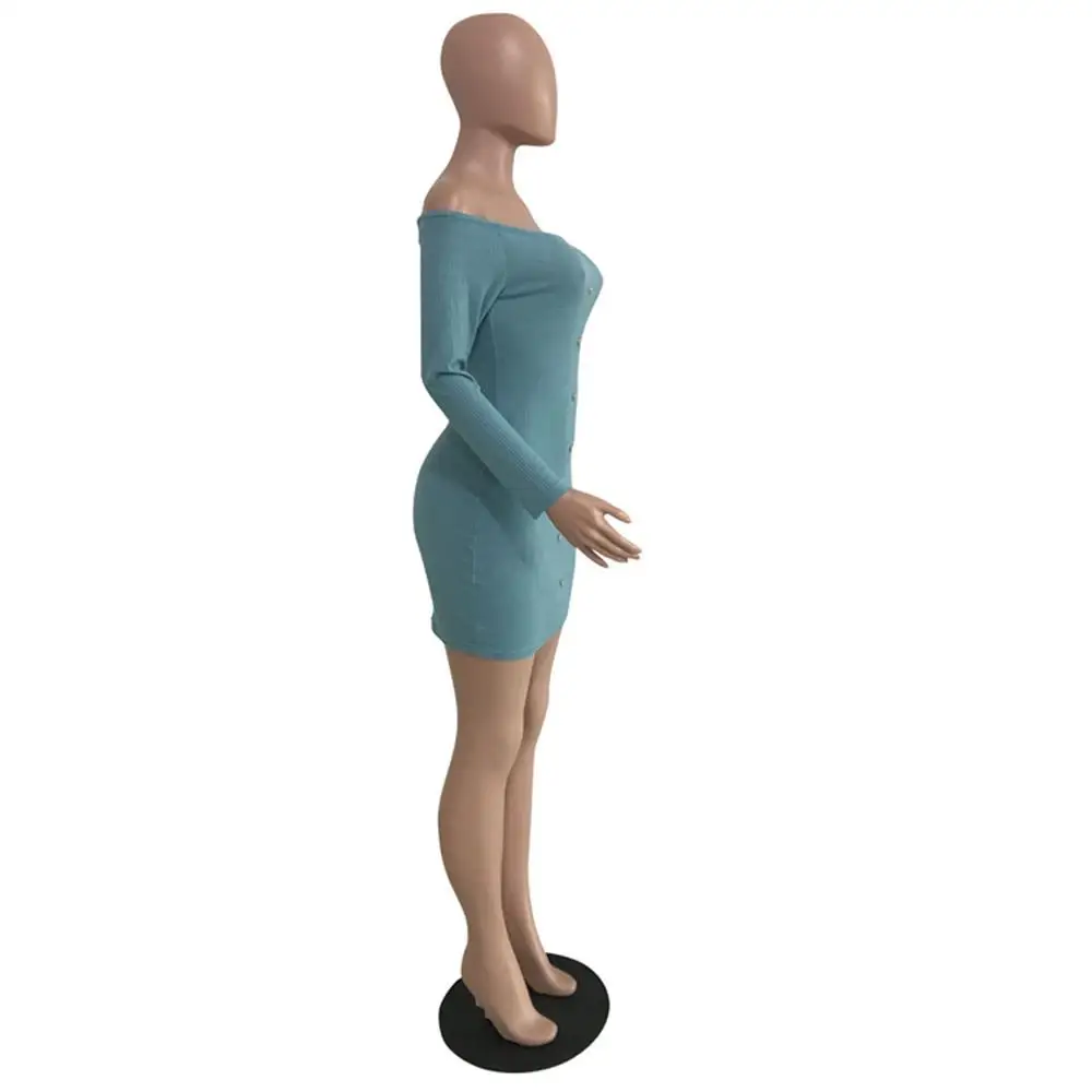 Модное женское платье с открытыми плечами 2018 Новое Осеннее горячее однотонное