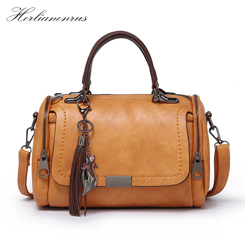 Herlianenrus Women Handbags Vintage Fashion 2018 Tassel Solid Colours Crossbody Single Shoulder Dual-purpose Bag LMT0023 | Багаж и сумки