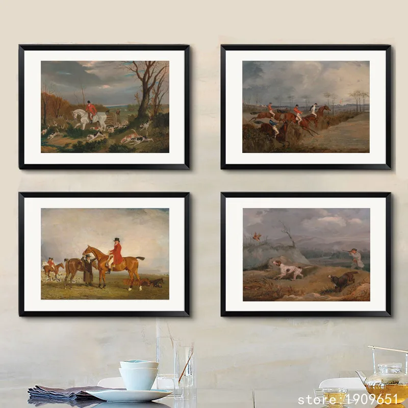 Классическая фигурка корта без рамки печать на холсте лошади охоты гор картина