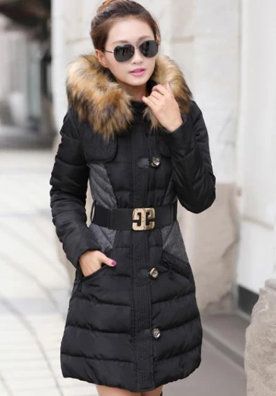 Брендовая новая зимняя куртка женская парка легкое пальто y Chaquetas Mujer Invierno большой меховой воротник капюшон одежда Анорак куртка L02 - Цвет: Black
