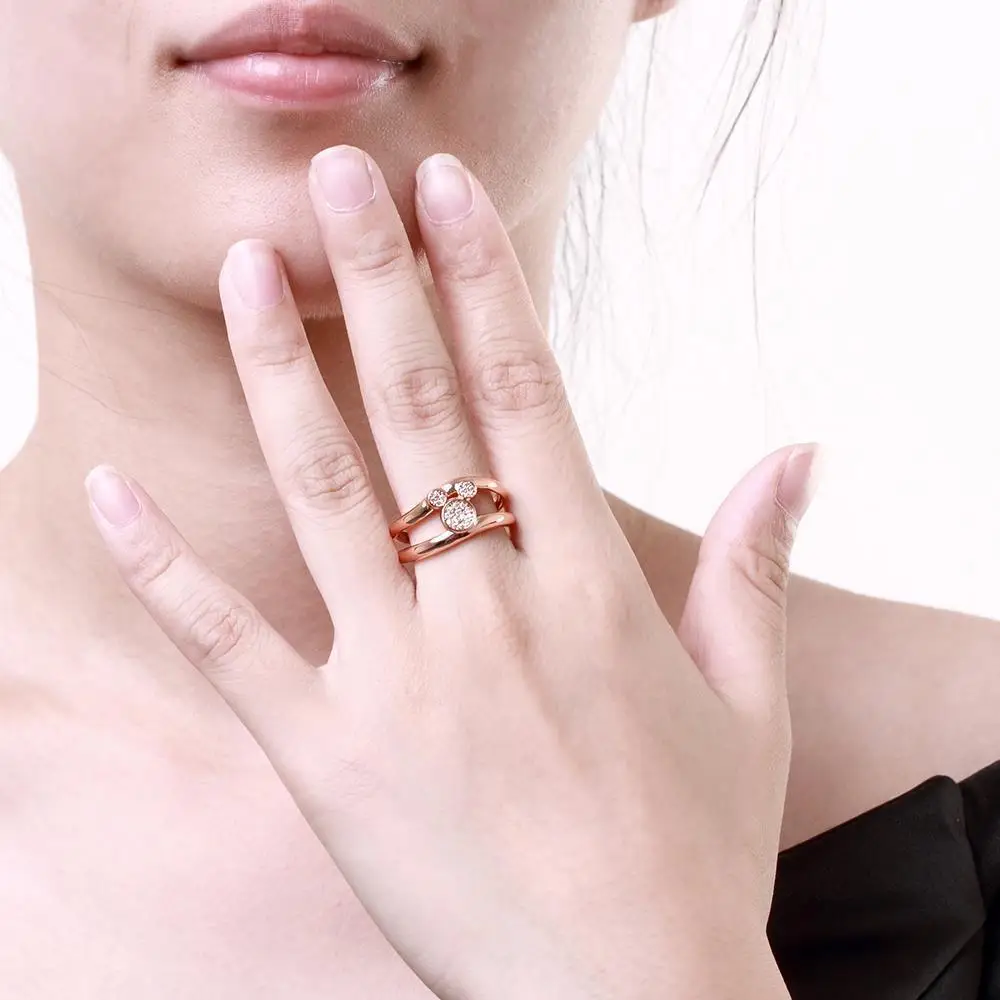 Модные золотые Цвет кубического циркония милый Микки Мышь Кольца cincin hadiah пирсинг
