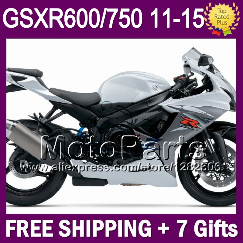 7 подарок + Белый серый Для SUZUKI GSXR600 2011 2012 2013 2014 K11 85T93 GSX R 600 R600 11 12 13 14 Серебристо