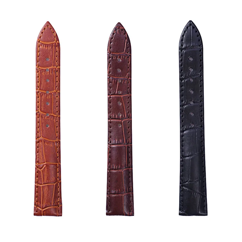 Ремешок из натуральной кожи под крокодила для мужчин и женщин сменный кожаный