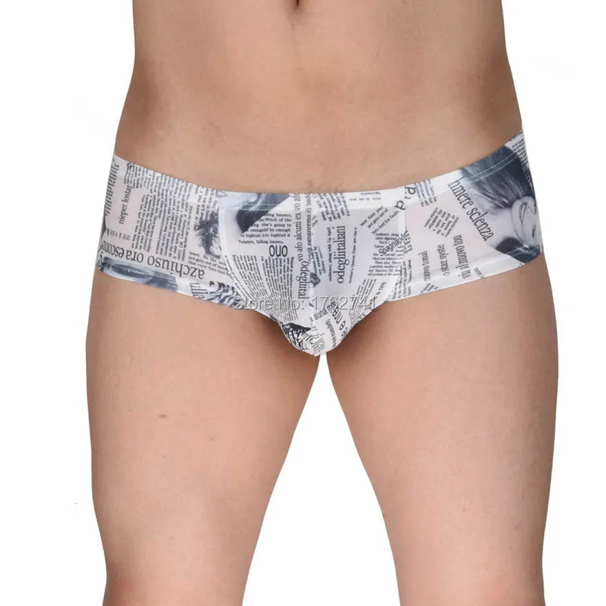 Мужские трусы бикини с газетами дерзкие боксеры большим вырезом|boxer underwear|boxer