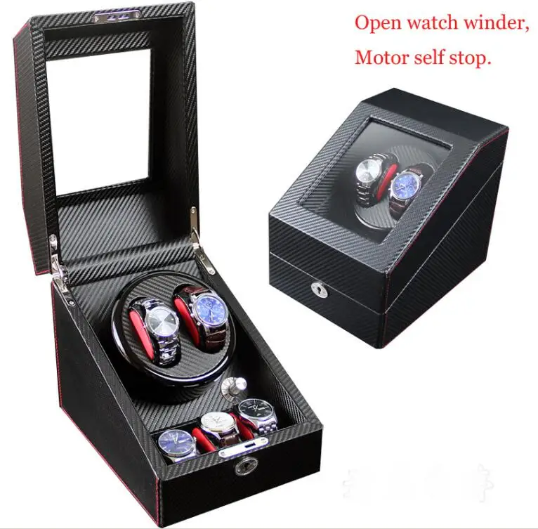 2-3 D LISM Высокое качество часы Winder Открытый Мотор стоп Роскошные автоматические часы дисплей коробка Winders 2-3,4-0,4-6 деревянная кожа коробка Winder - Цвет: 2-3 D