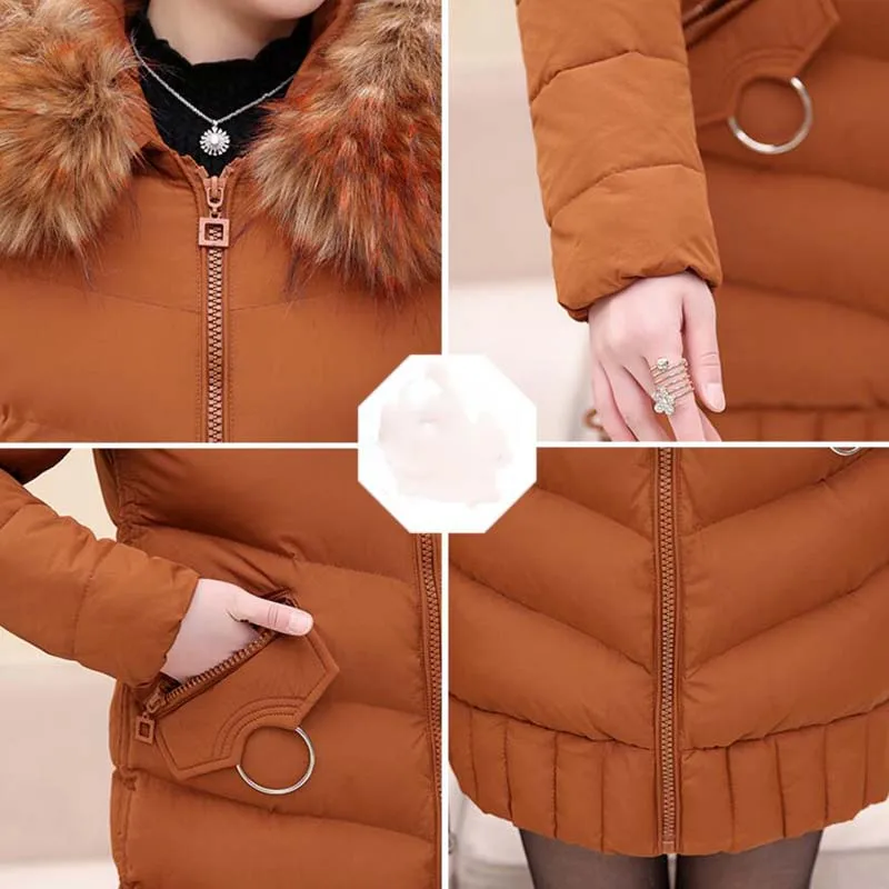 

Hooded Winter Down Coat Jacket Thick Warm Slim Women Casaco Feminino Abrigos Mujer Invierno 2018 Wadded Parkas Outerwear LY1335